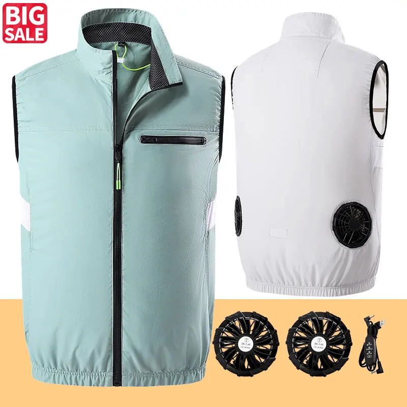 

Men'S Cooling Vest Cycling Fan Vest Air Conditioning Clothes Outdoor Fan Clothes Women Fan Jacket Climbing Body Cooling Clothes