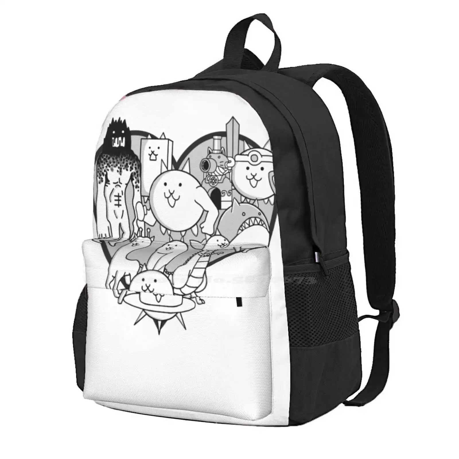 Battle Cats Evolved Cats Mural Hot Sale Schoolbag Backpack Fashion Bags Battle Cats Mural Heart Fan Art