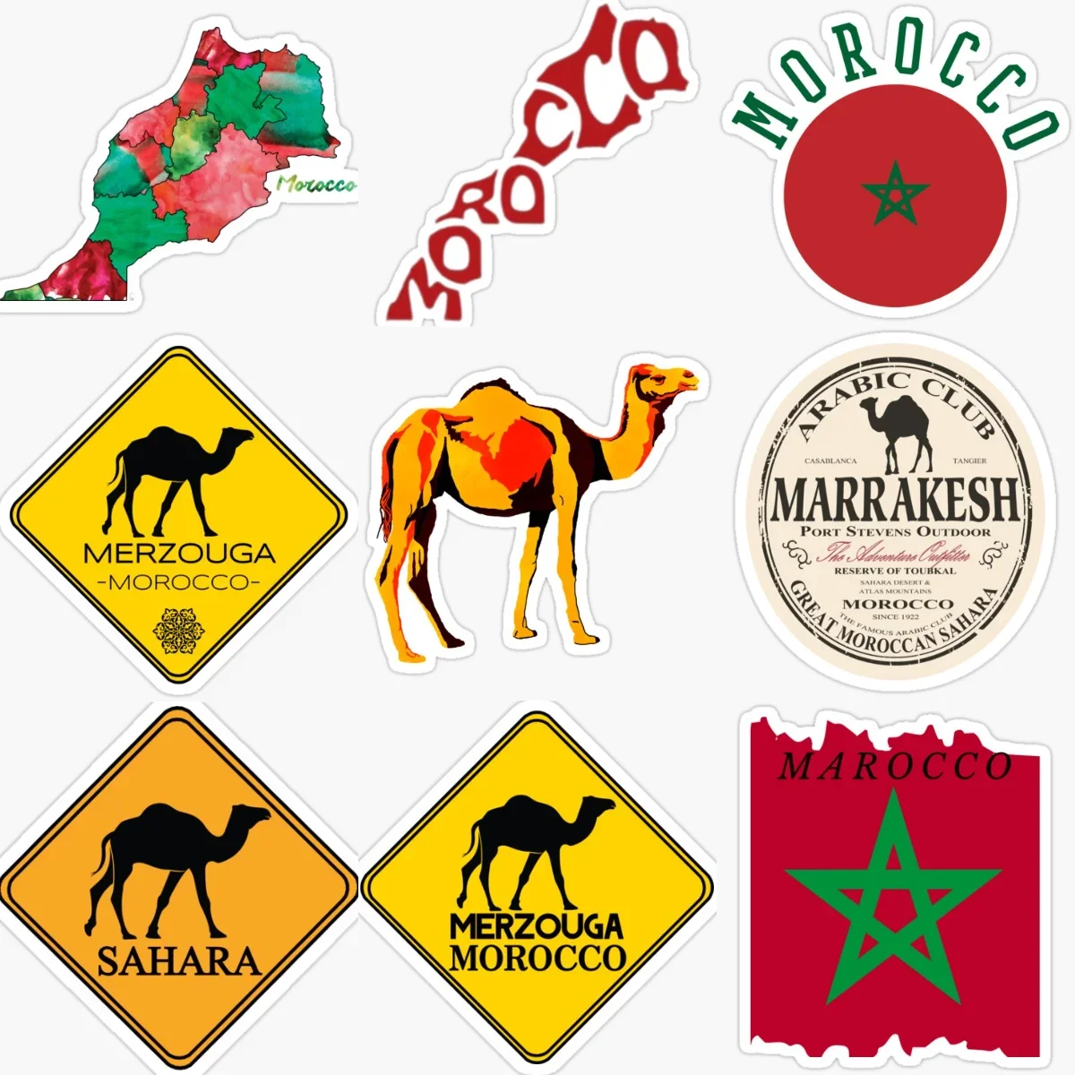 

MA Morocco Flag Map Emblem Camel PVC Car Sticker for Decorate Car Van Truck Bicycle Wall Helmet Window Decal Accessories