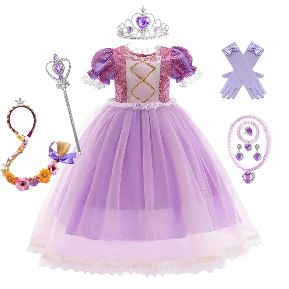 

Girl Rapunzel Photography Costume Birthday Party Tangled Hair Princess Cosplay Dress Carnival Halloween Role Playing Outfits