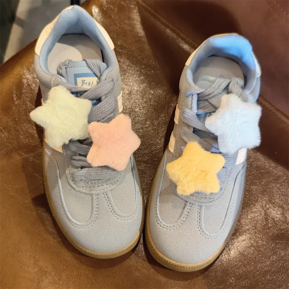 Autumn Winter Plush Star Shoelaces Charms Cute Furry Bone Shoe Decorations for Sneakers Shoe Charm Detachable Shoes Accessories