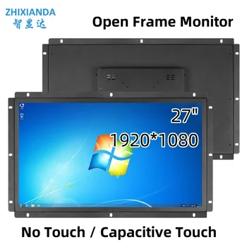 Zhixianda 산업용 모니터 정전식 터치 스크린 디스플레이 오픈 프레임 BNC VGA AV HDMI USB 인터페이스 27 인치 1920*1080