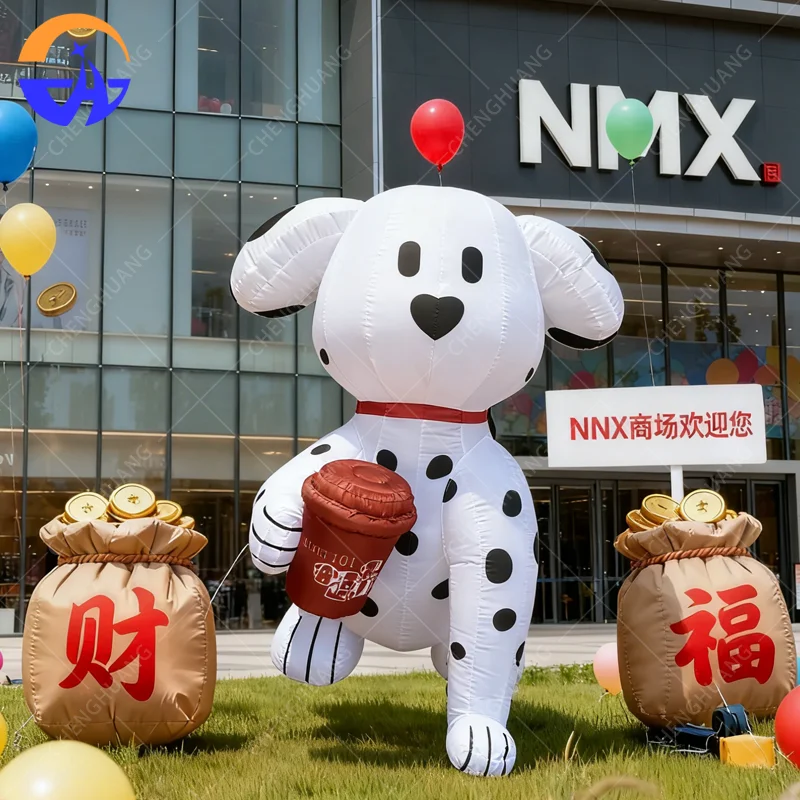

Inflatable Dog Model with a Coffee Cup Inflatable Decoration for Outdoor, Mall Courtyard Advertising Events