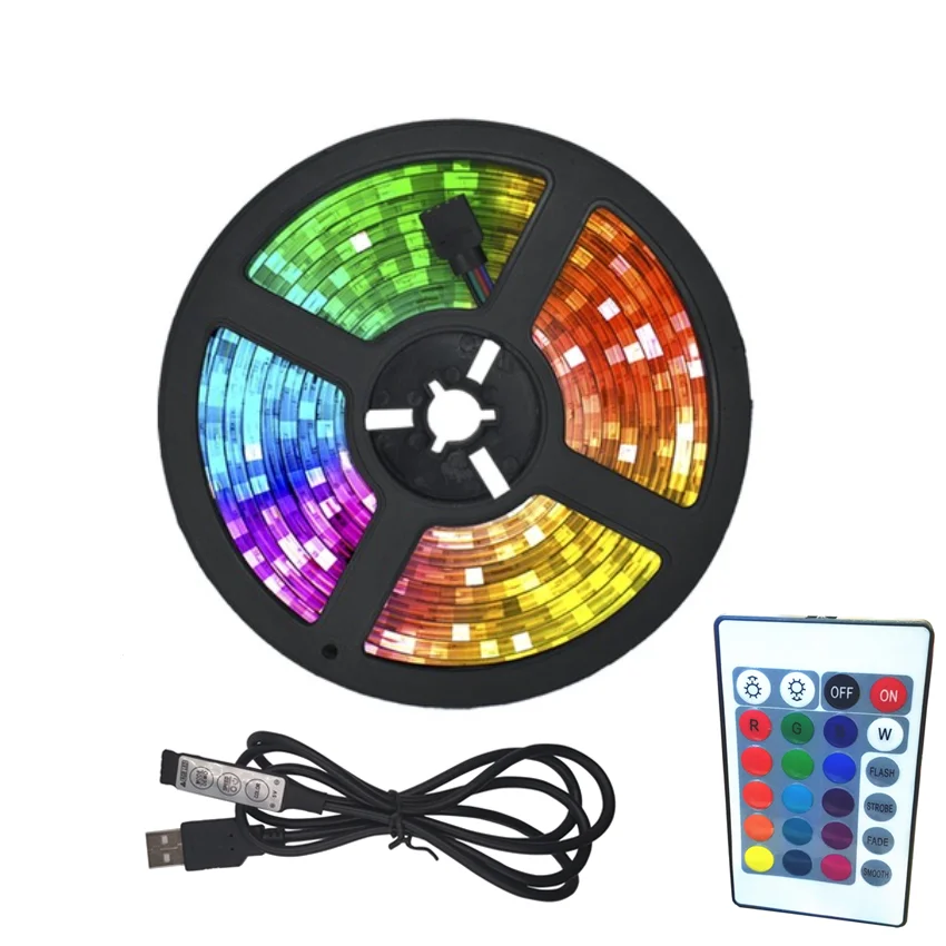 

LED Lights StripS USB Infrared Control RGB SMD2835 DC5V 1M 2M 3M 4M 5M Flexible Lamp Tape Diode TV Background Lighting luces LED