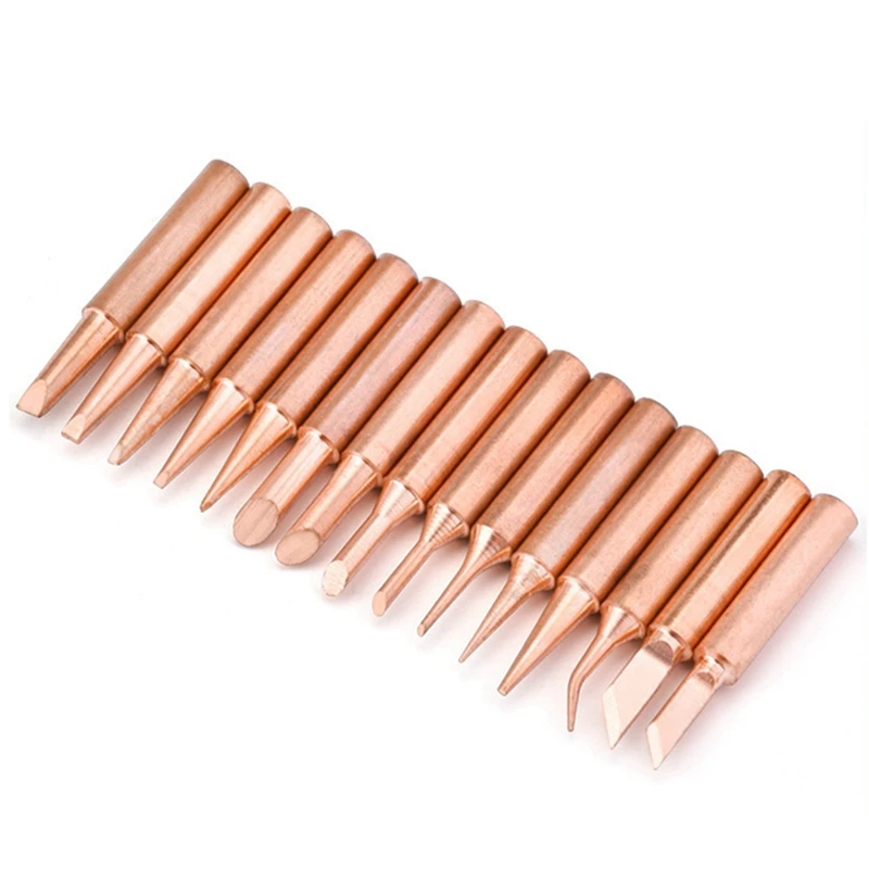 15Pcs/Lot Pure Copper Lead Free Soldering Iron Tips 900M-T Welding Heads For 936 Soldering Station Tool Kits