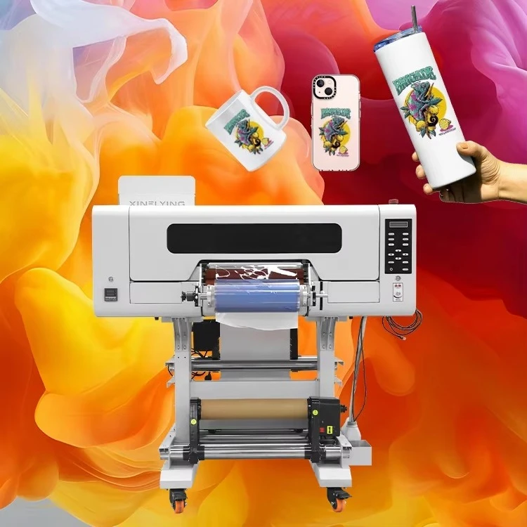 Multi-color 30cm UV DTF packaging printer for multi-function 3-head UV DTF I1600 printer with laminator