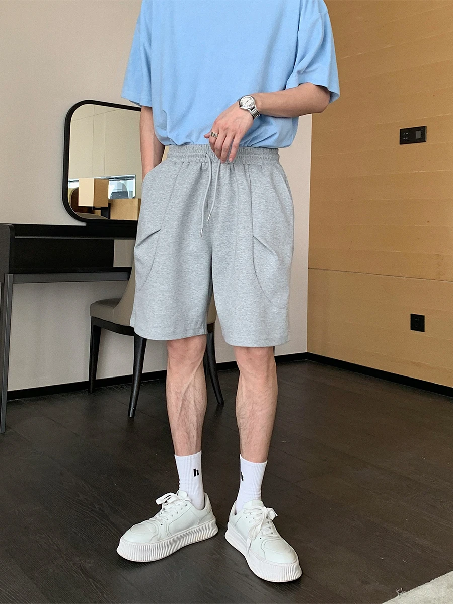 

Hualun Casual Spor Men's orts Loose Straight Leg Wide Pants Five-Quarter Length Summer Wear Comfortable Cotton Blend