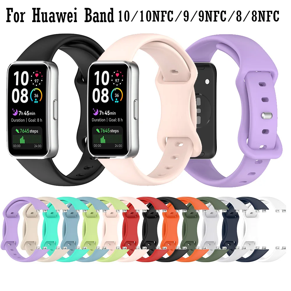 

Sport Soft Silicone Wristband For Huawei Band 10/10NFC/9/9NFC/8/8NFC Strap Bracelet Colorful Strap Smart WatchBand Replacement