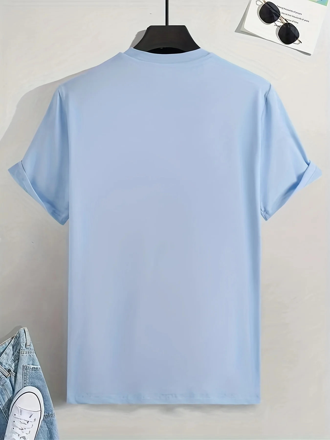 Men's 100% pure cotton casual fashionable loose plus size Paris letter printed round neck short sleeved T-shirt top image 6