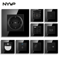 nywp Russia Spain power plug, 16a grounded power socket, with USB output, 86mm * 86mm glass panel