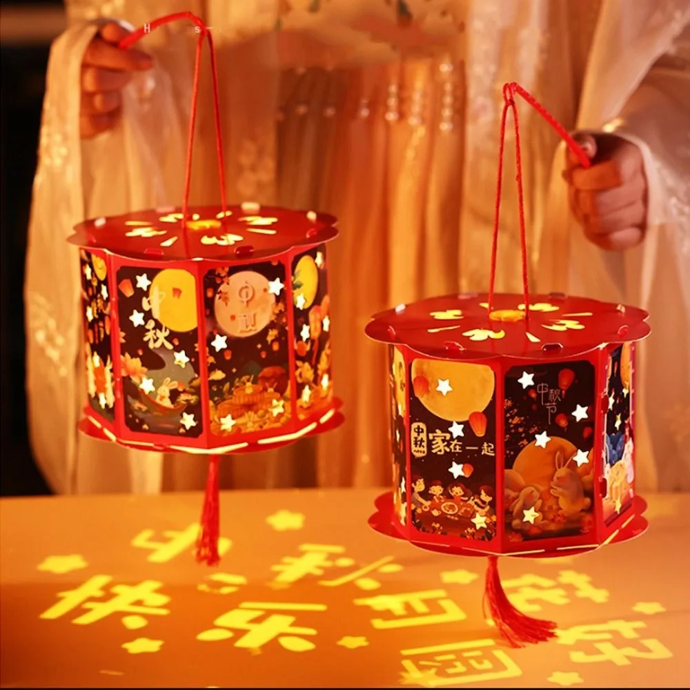 Cartoon Chinese Portable Lantern Blessing Traditional Handheld Paper Lamp Handmade Cultural Antique Lantern Hanfu Accessories
