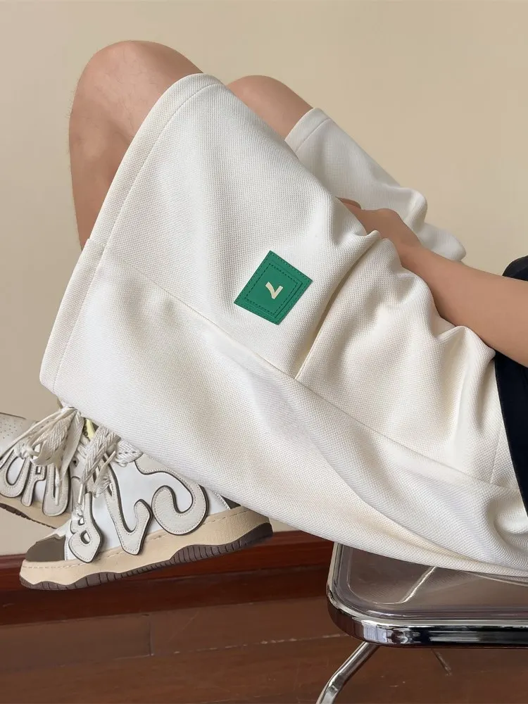 Men's Sporty Short Trousers Summer Five-Quarter Loose Straight Leg Basketball Pants Casual Youth Fashion Breathable Thin Mate...