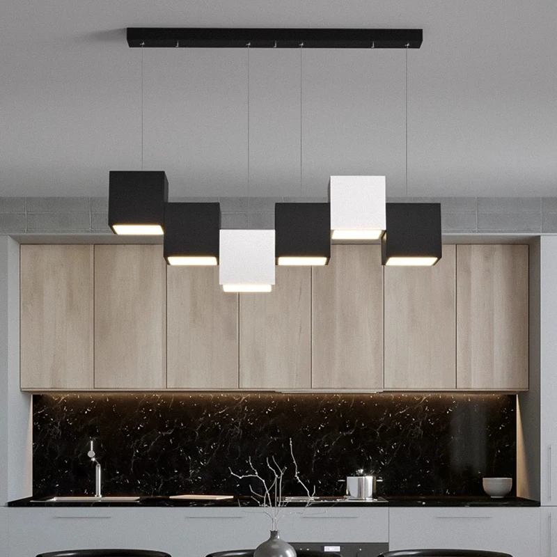 البساطة الأوروبية تصميم مكعب روبيك الأسود الثريا ارتفاع السقف بريق قابل للتعديل، التطبيق مع RC عكس الضوء لغرفة المعيشة