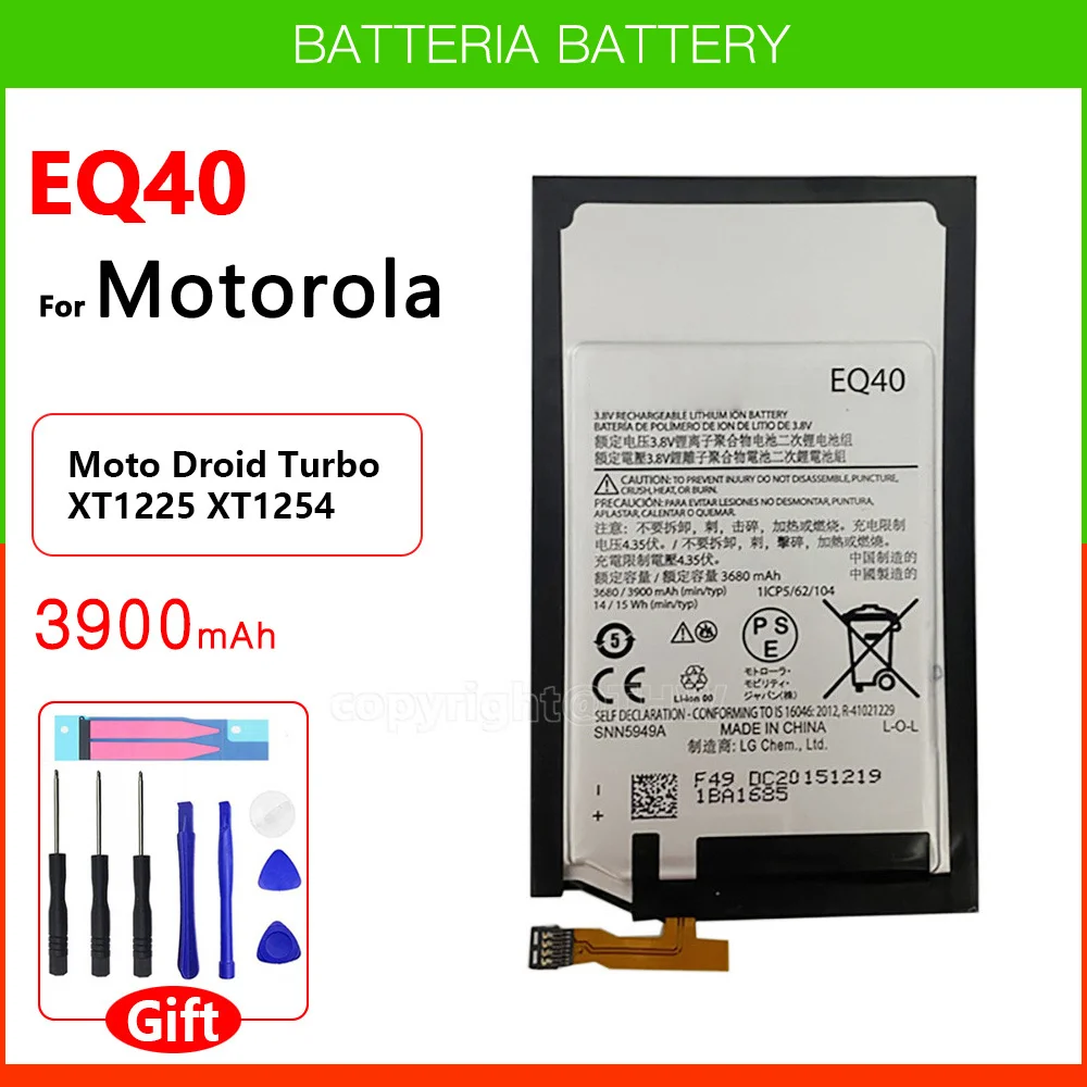 

Genuine EQ40 SNN5949A 3900mAh for Motorola Moto Droid Turbo LTE XT1225 XT1254 XT928 Smartphone High quality Replacement Battery