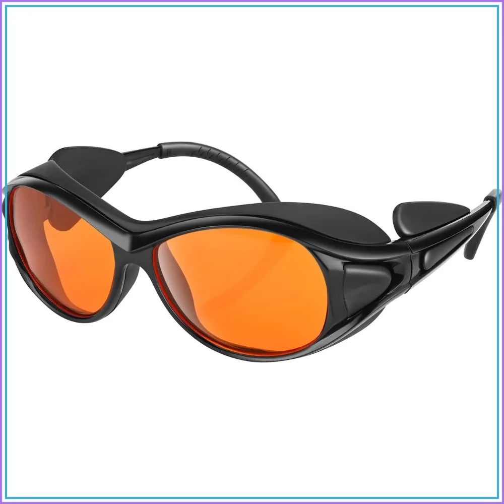 UV Safety Glasses for 90-490nm Lamps, UVC Protective, Anti-Fatigue Anti-Glare Orange Lenses