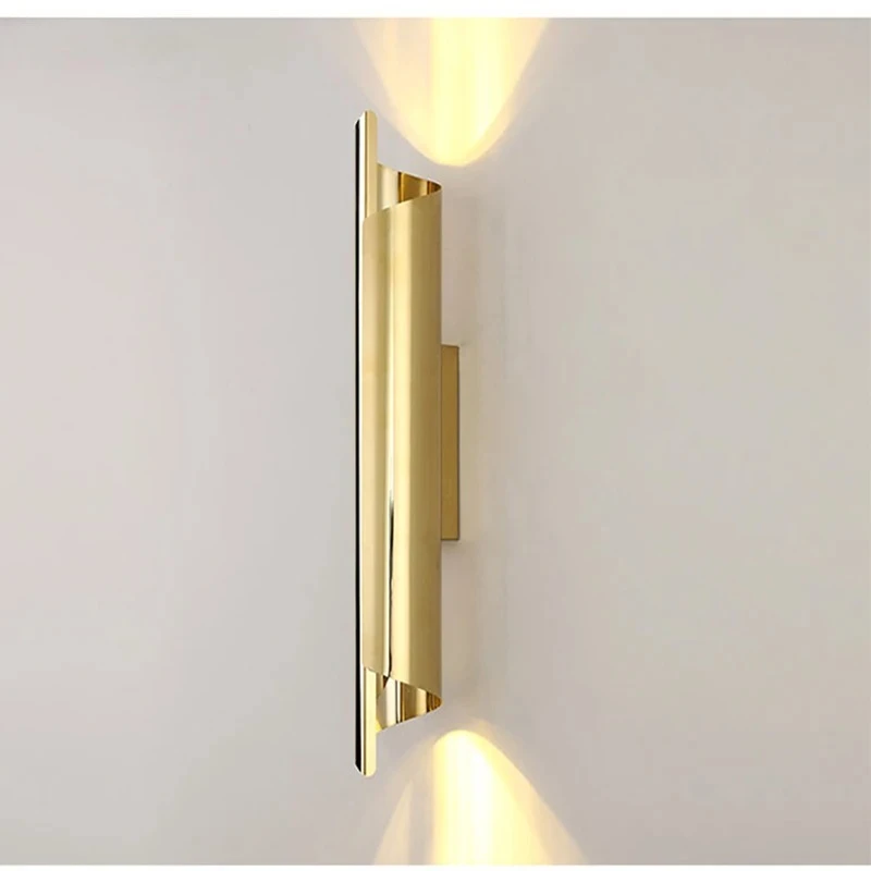 

2025 Nordic Designer Stainless Steel Gold Art Wall Lamp Post Modern Bedside Bedroom Wall Lamp Restaurant Aisle Lamp