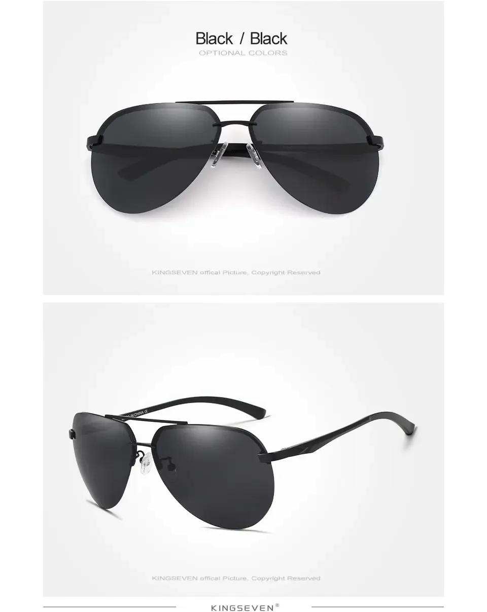 KINGSEVEN Pilot Aluminium Randlose Sonnenbrille Männer Rahmenlose Polarisierte Große-rahmen Gläser Frauen Casual Urlaub Outdoor Brillen – Detail 6