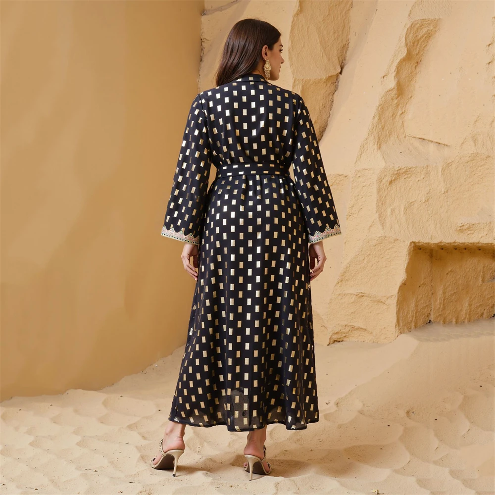 Silky Embroidery Muslim Dress Robe Abaya Syari Female Islamic Evening Gown Muslim Abaya