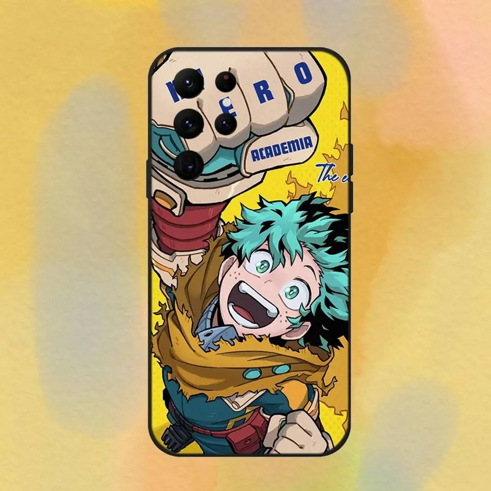 حافظة هاتف My Hero Academia Deku لهاتف سامسونج S 25,24,23,22,30,21,10,9,Ultra,Plus,Lite,FE,4,5G حافظة ناعمة سوداء