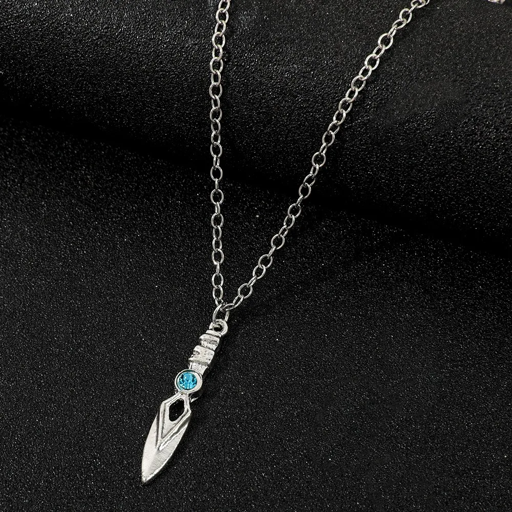 Game Valorant Necklace Jett Cosplay Unisex Blade Storm Knife Blue Crystal Pendant Choker Fashion Accessories Toy Gifts view 4