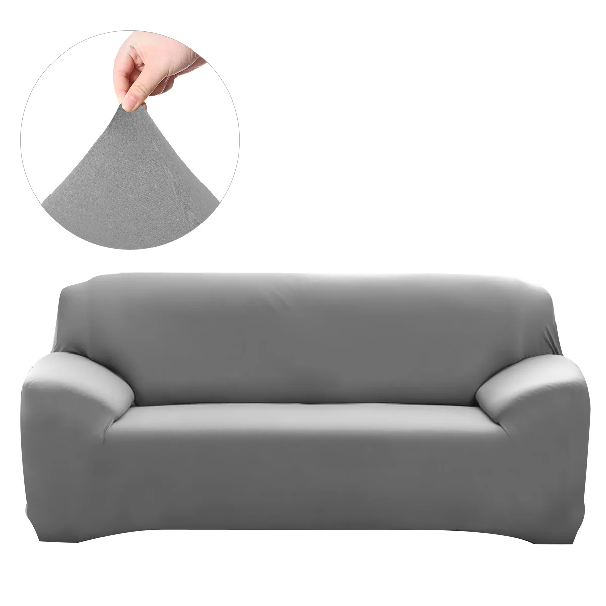 

3 Seater Stretch Sofa Slipcover High Elastic Anti-Slip Sofa Protector Cover Couch Cover Grey Elastic Slipcover Set