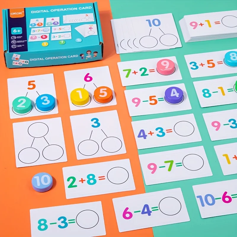 Digital Operation Card Children's Arithmetic Block Teaching Tool Mathematical Addition and Subtraction Cognition Cards