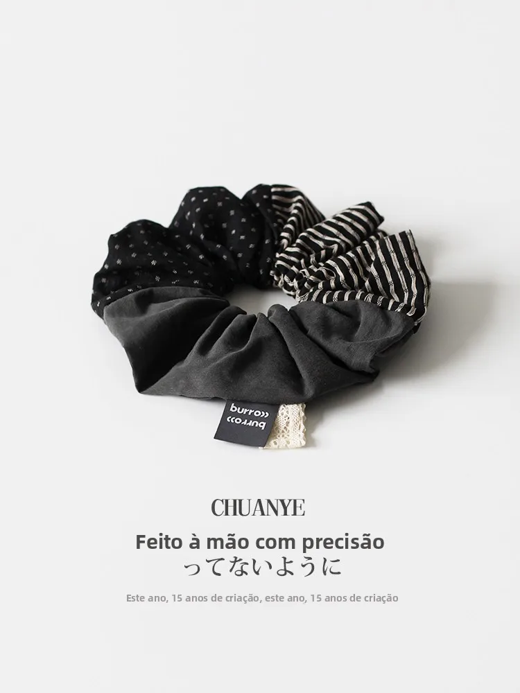 elasticos-de-cabelo-chunghwa-com-poas-pretos-acessorios-de-moda-versateis-para-meninas-formato-redondo-simples-para-uso-diario