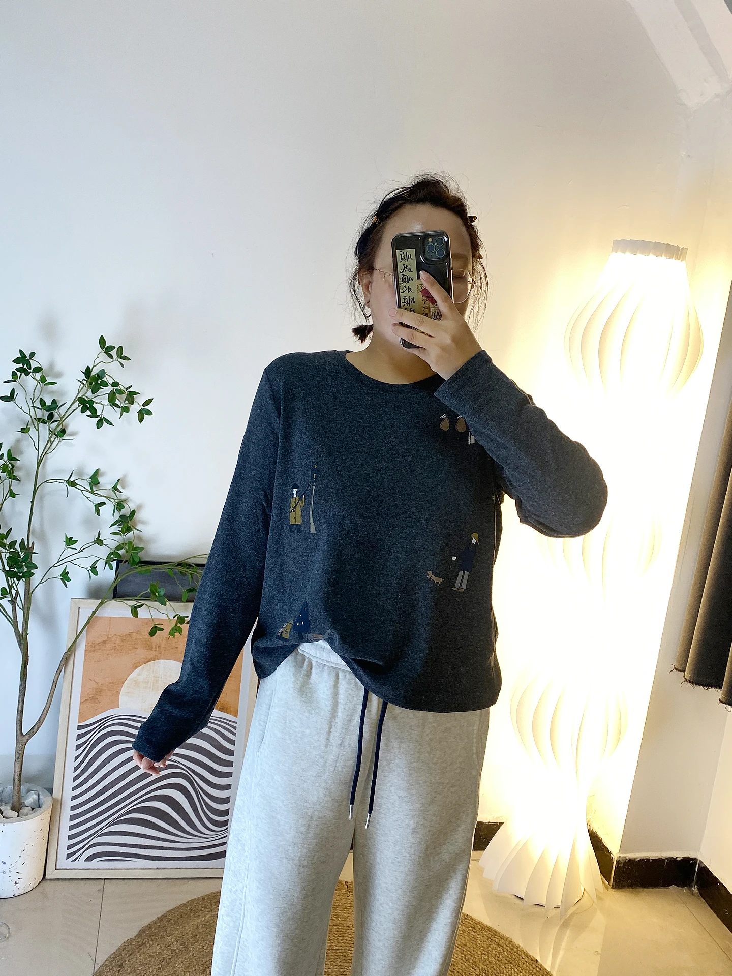 

Женский модный топ больших размеров: эластичный свитшот с длинным рукавом, принтом и свободным кроем в корейском стиле