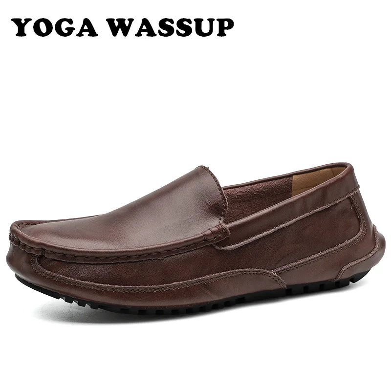 

YOGA WASSUP-Men's Breathable Leather Loafers, Luxury Casual Shoes, Business, Handmade, Brand, Boat, Sizes 38-48