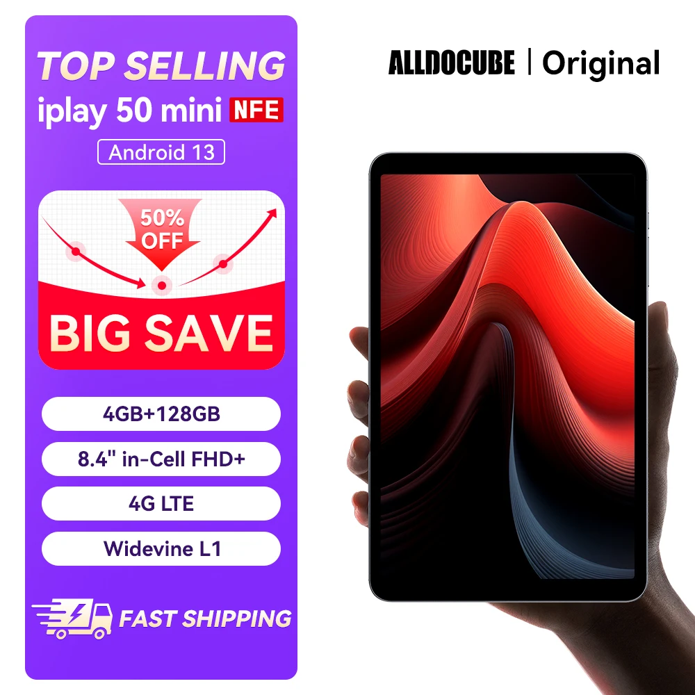 Alldocube iPlay 50 Mini Android13 Netflix L1 Virtual Memory 8GB+4GB RAM 128GB ROM 4G Dual Sim Card Tablet 8.4"