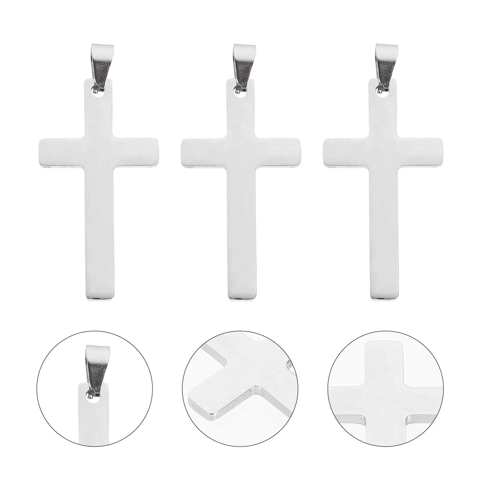 3 Pcs Jesus Necklace Cross Hanging Pendant Simple Bracelet Decor Stainless Steel Adornment Silver Key Chain Man