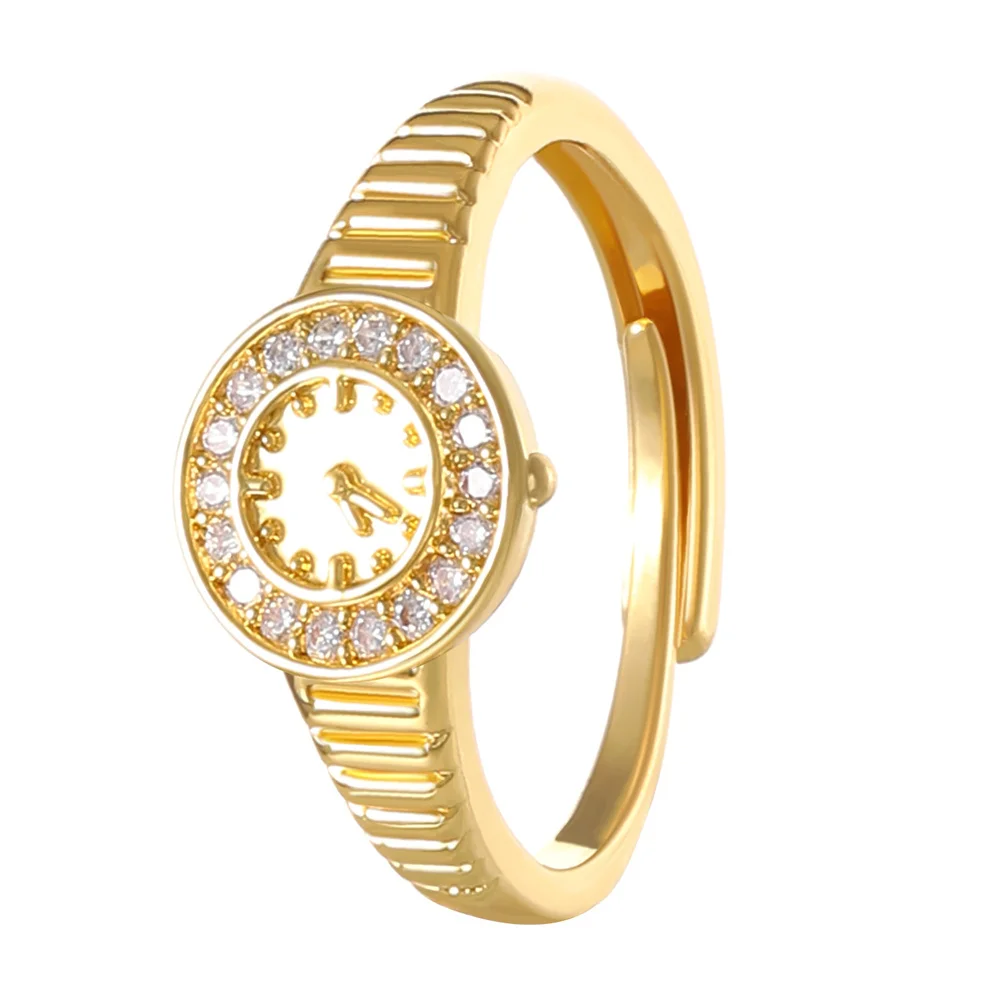 Creative Watch Zircon Ring for Women Men Trendy Watch Adjustable Opening Rings Party Gifts New Arrivals Jewelry Couple Item