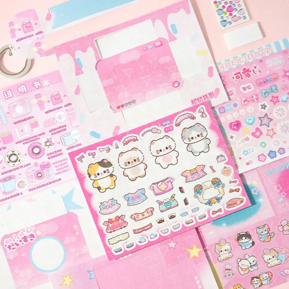 

New Design DIY Dress up Toy Crop Free Puzzle Style Handmade Diy Toys Rice Cat Theme Camera Sticker Games Quiet Book