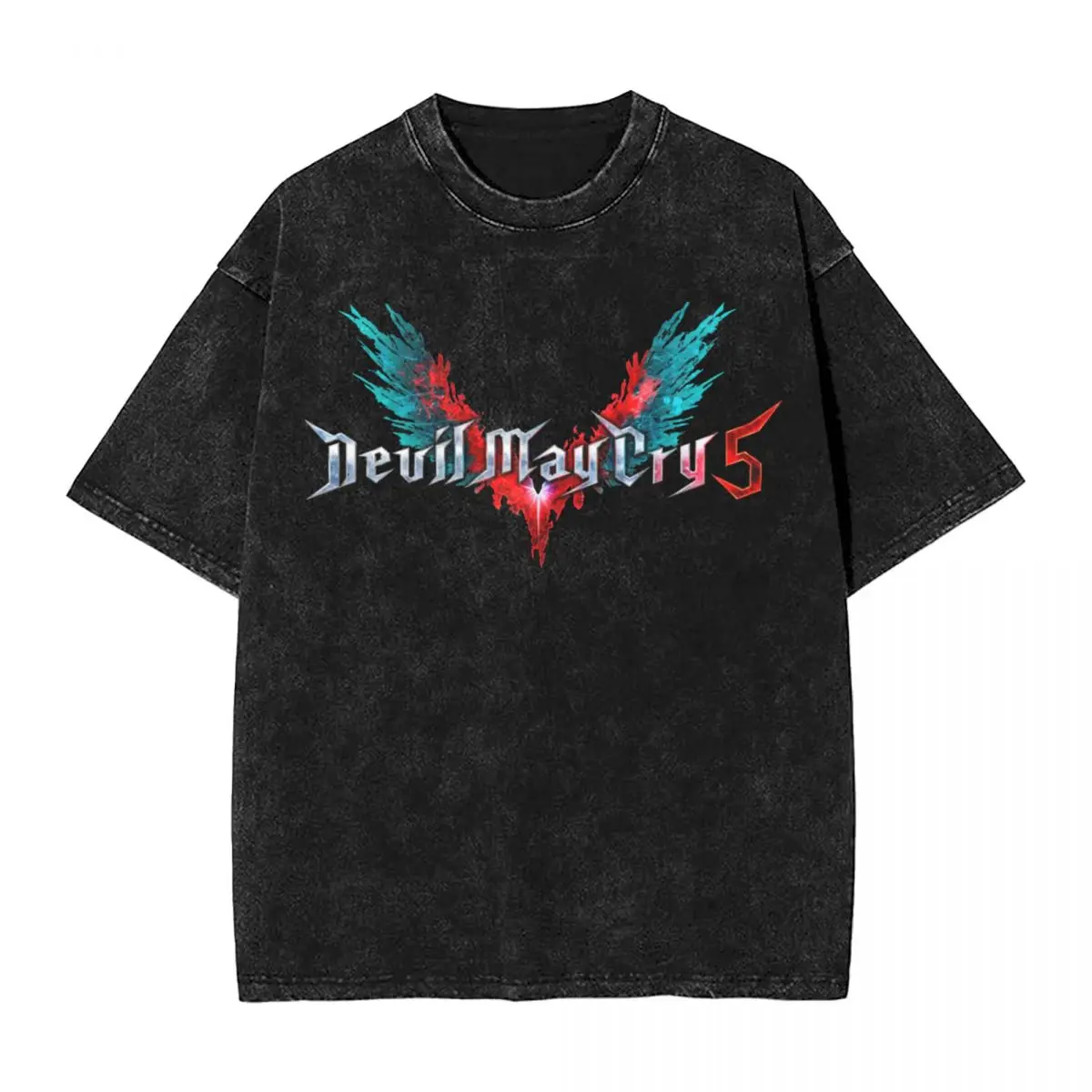 DMC 5 Devil May Cry Washed T Shirt Streetwear Hip Hop Fashion T-Shirt Tees Tops for Men Women 100% Cotton Harajuku Graphic