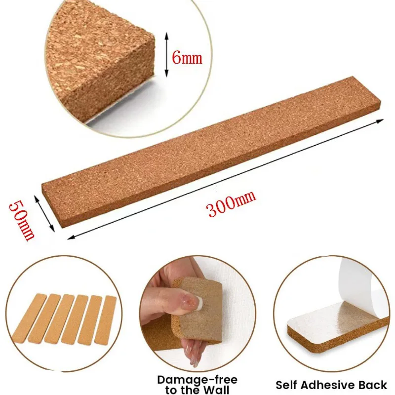 3pcs Cork Board Strips Self Adhesive Small Cork Board for Wall Desk Home Classroom Office for Paste Notes Photos Schedules