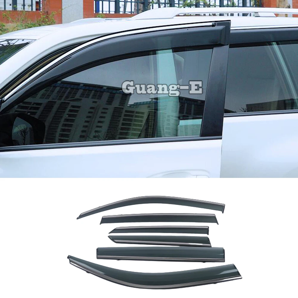 Car Frame Stick Window Glass Rain Sun Screen Visor 6PCS For Toyota Prado FJ150 2010 2011 2012 2013 2014 2015 2016 2017 2018 2019