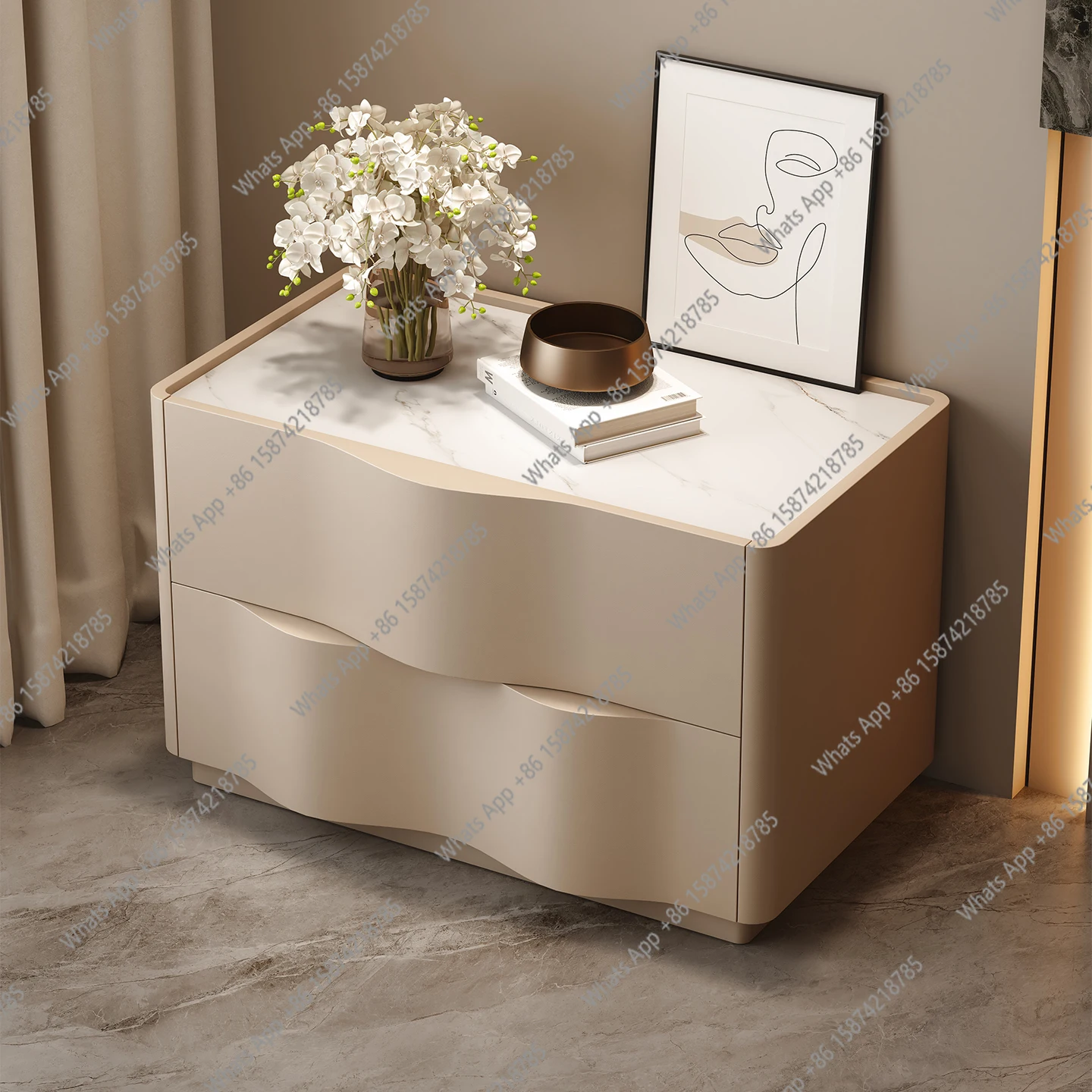 Designer Minimalist Bedside Table Modern Simple Solid Wood Master Bedroom New Personality Premium Locker