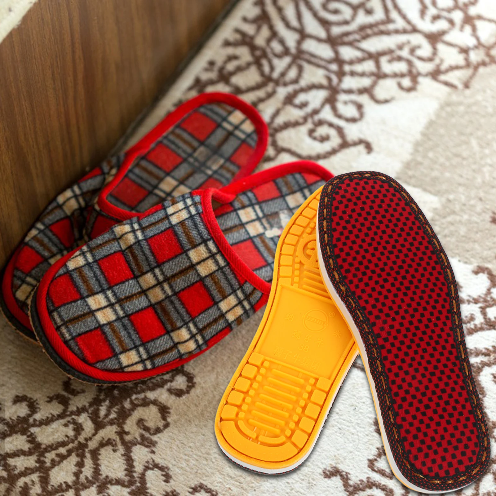 

Oxford Sole Slippers H made Portable Anti Skid Metatarsal Foot Pads Comfort Warm Fleece Winter Custom Gifts Family Shoe