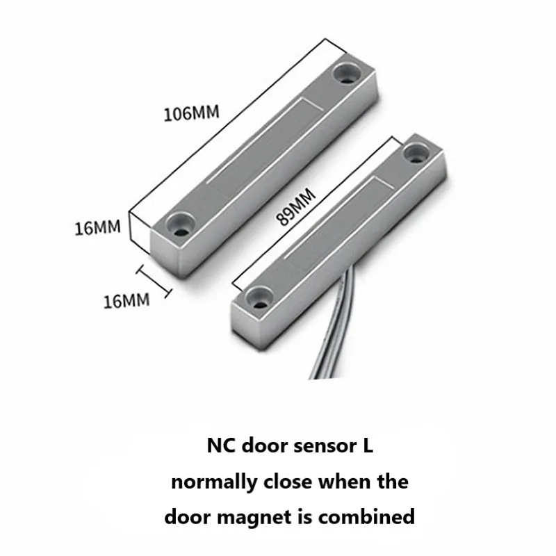 Interruptor magnético de aleación de Zinc NC sin Sensor de puerta, Cable con Cable, Monitor de puerta de ventana, contacto de alarma