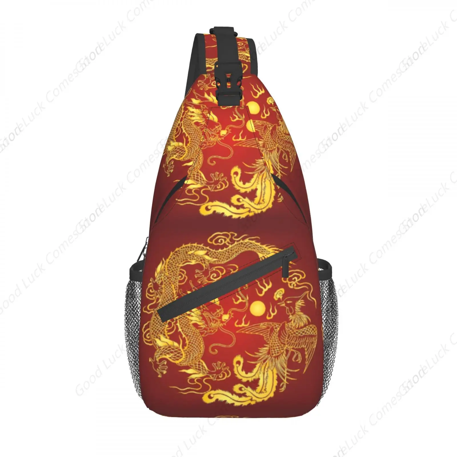 

Red Chinese Dragon Crossbody Bags Trendy Sling Backpack Chest Shoulder Bag Gym Cycling Travel Hiking
