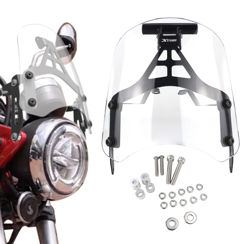 

Подходит для Honda DAX 125 ST125 2022-2023, регулируемое лобовое стекло мотоцикла, дефлектор ветра, GPS-крепление, навигационный кронштейн