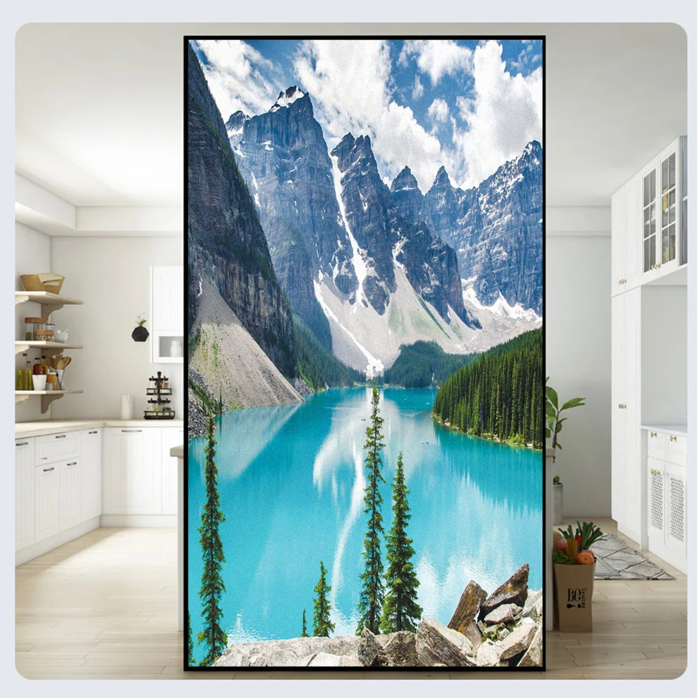 

No Glue Static Cling Window Privacy Film Lake Decorative Window Film Window Tint For Home Decor