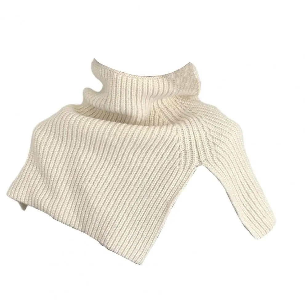 Autumn Winter Women Knitted Scarf Turtleneck Side Split Shawl Scarf Thick Warm High Neck Collar Fashion Accessory