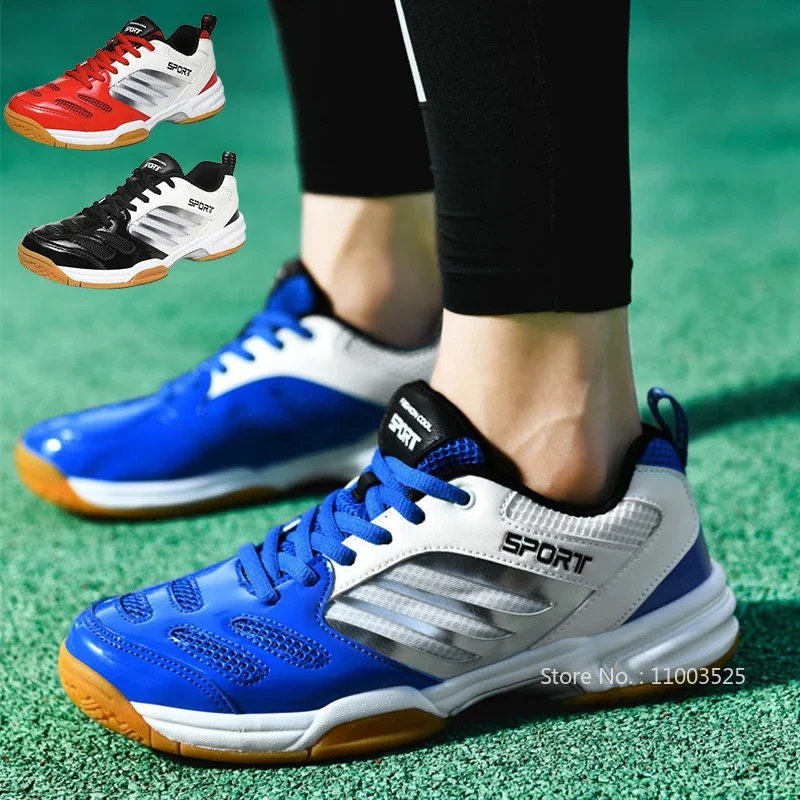 

Men Anti-Slip Badminton Shoes Male Shock-absorbing Lace-up Tennis Shoes Men Ultra-light Soft Volleyball Sneaker Plus Size 39-48