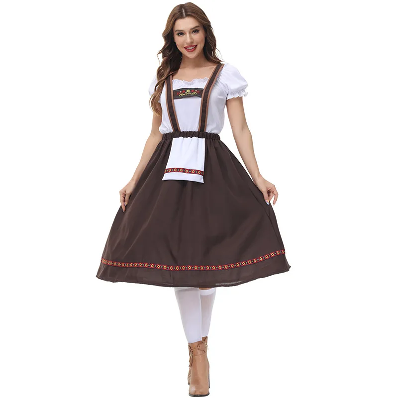 GB10002 2pcs Oktoberfest Costume Beer Women German Bavarian Dirndl Dresses Traditonal  Beer Babe Milkmaid Outfit