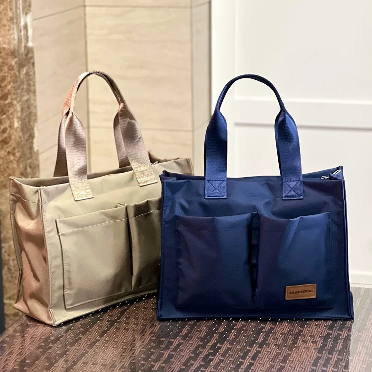 new-e-style-large-capacity-multi-pocket-horizontal-handheld-document-bag-student-lunch-plate-bag-multi-functional-storage-bag