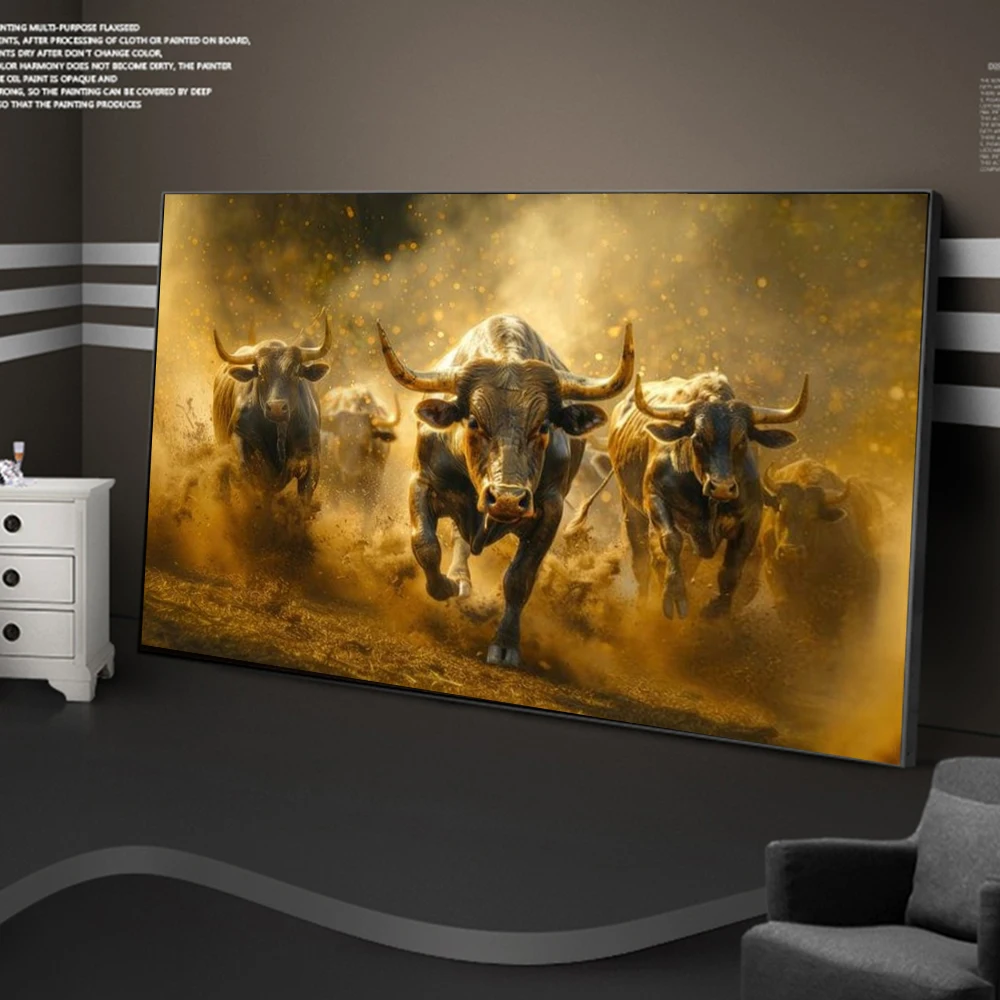 

Running Bull Painting Extra Large Canvas Print Angry Running Bull Art Animal Poster Print Living Room Hallway Home Decoration