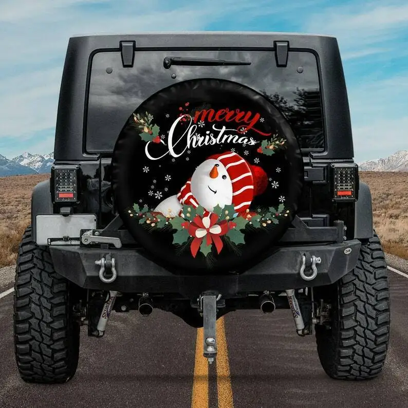 

Snowman Merry Christmas Spare Tire Cover Accessories Xmas Gift For Camper