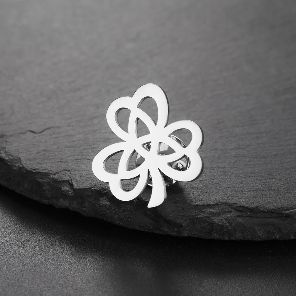 Dawapara Kleeblatt-Brosche mit Kleeblatt, Dreifaltigkeitsknoten, irisches Glückssymbol, St. Patricks Day, Edelstahlschmuck – Detail 27
