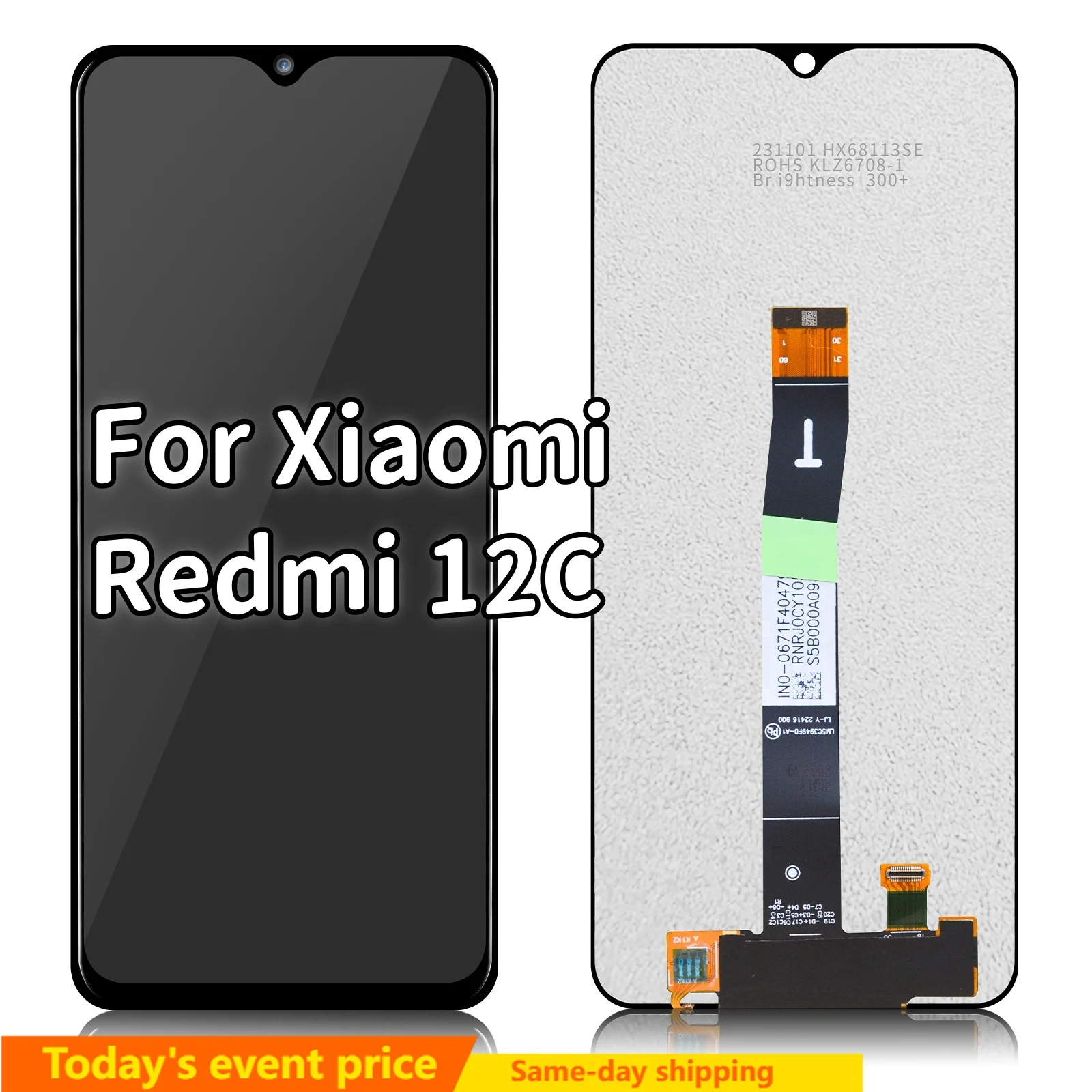 Layar LCD 6.71 inci, rakitan suku cadang ponsel pengganti Digitizer layar sentuh untuk Xiaomi Redmi 12C